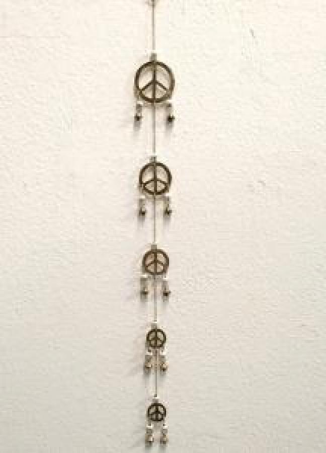 "Peace" Brass Wind Chime with Beads 32" Long