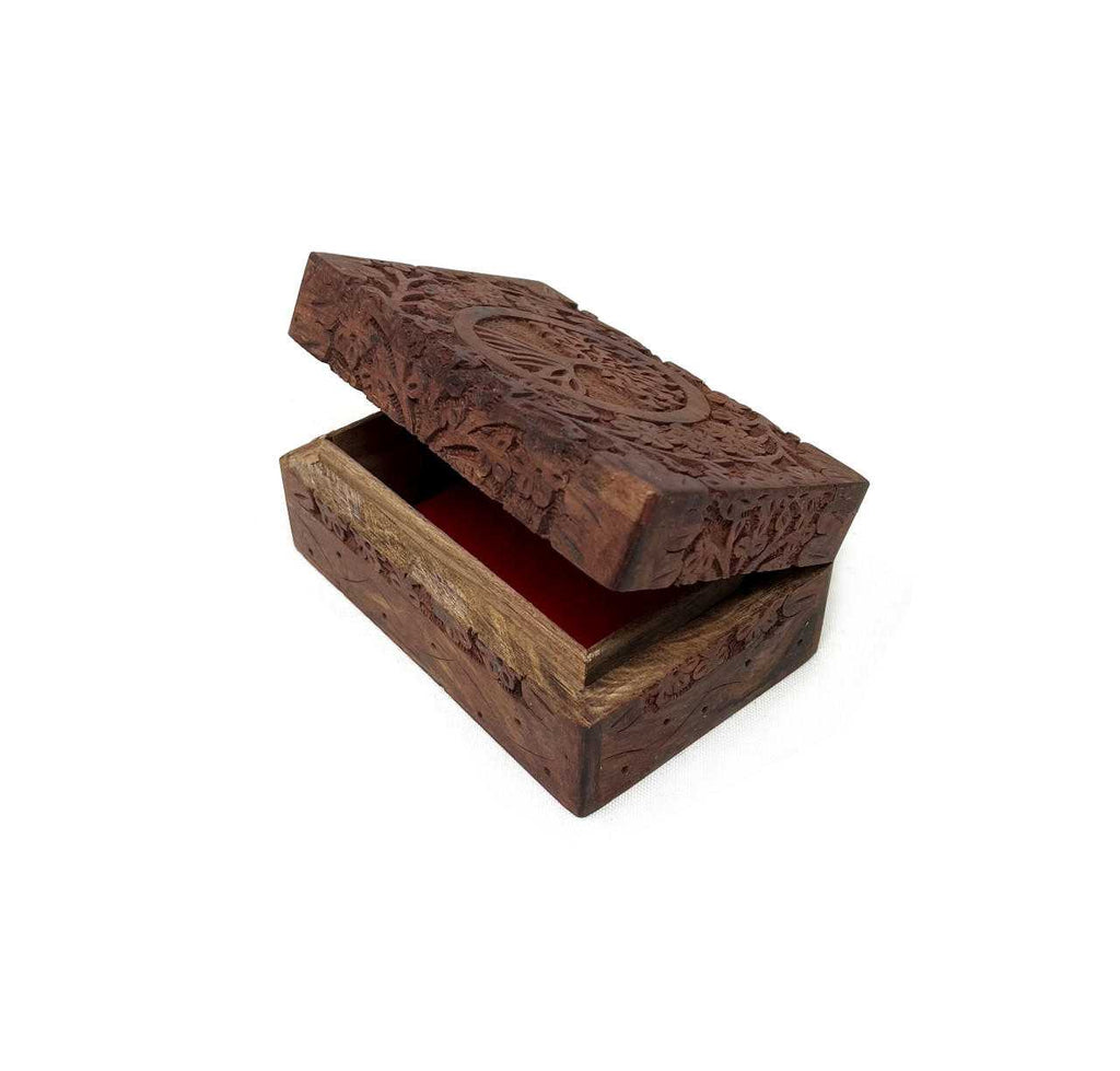 Tree of Life Carved Wood Storage Box | 4"x6" | Tarot, Jewelry & Ritual Storage | Handcrafted