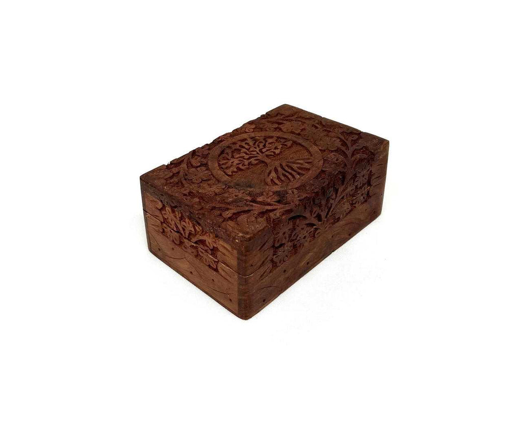 Tree of Life Carved Wood Storage Box | 4"x6" | Tarot, Jewelry & Ritual Storage | Handcrafted