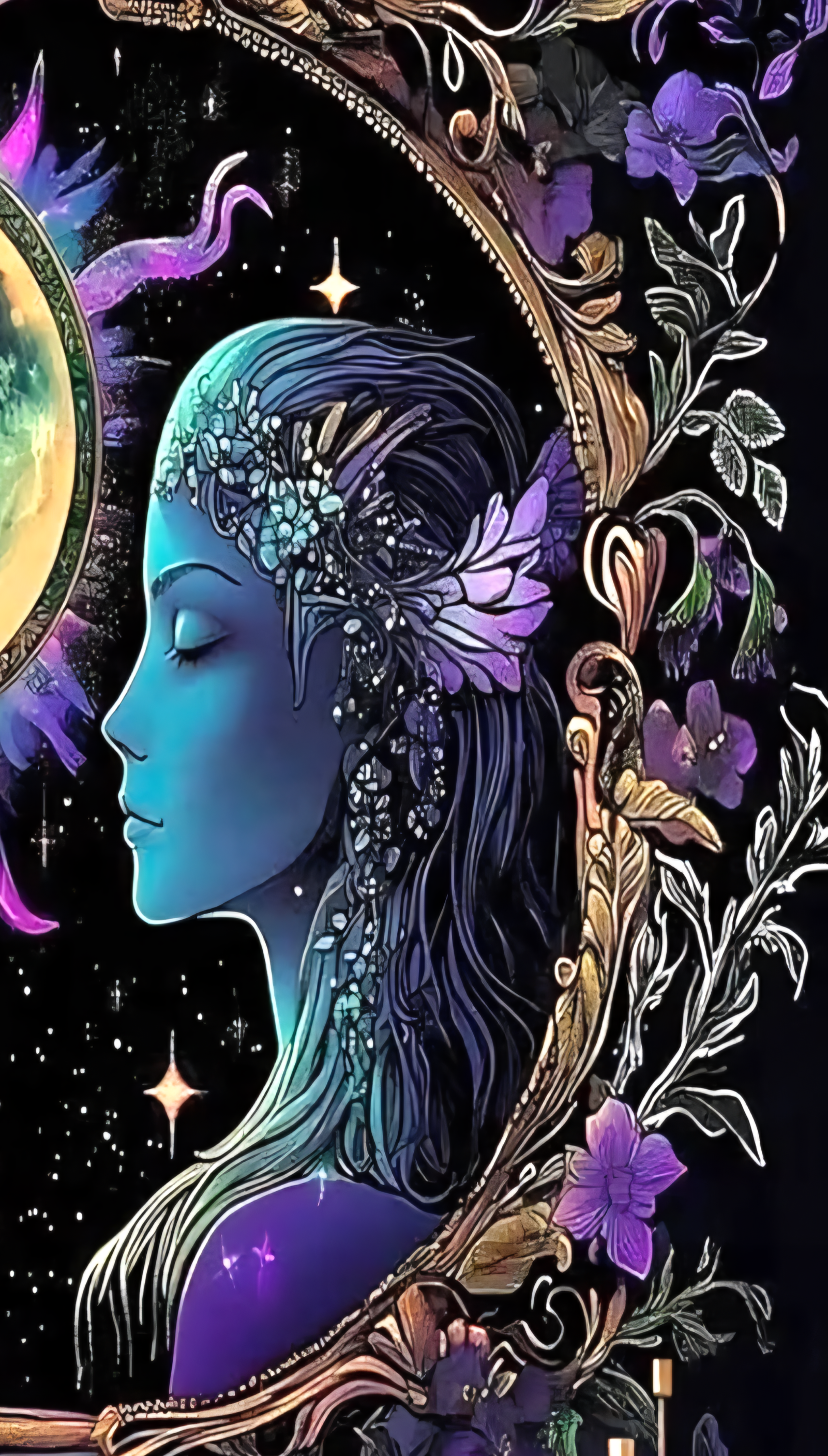 Psychedelic Purple Mystic Lovers Tapestry - Trippy Hippie Meditation Wall Hanging (59 x 51 Inch)