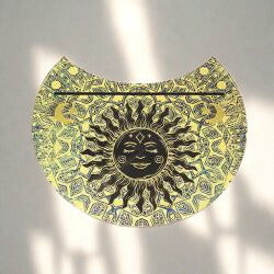 Wooden Crescent Tarot Card Holder 5" | Celestial Moon Sun Design