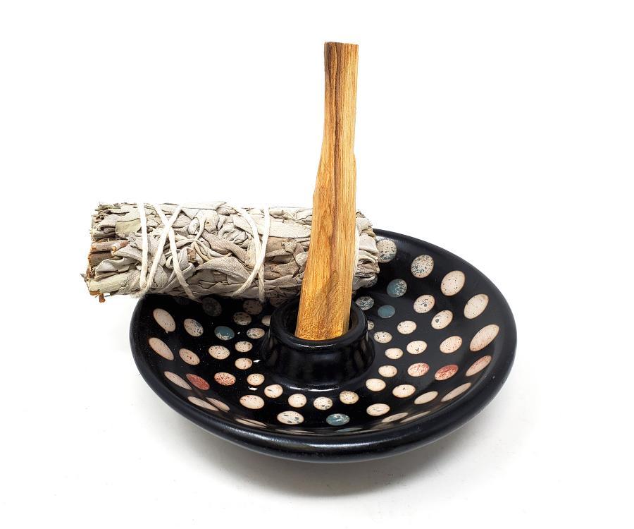 Artisan Peruvian Ceramic Incense Burner - 5"  Smudge & Palo Santo Holder