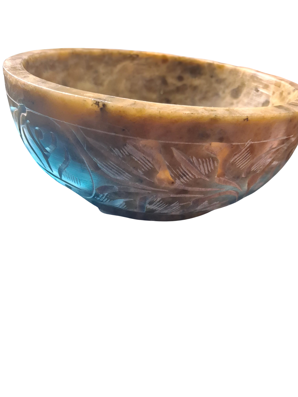Natural Stone Carved Smudge Bowl 5"D x 2"H