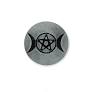 Triple Moon Pentacle Stone Incense Burner | 4" Round | Stick & Cone | Black Soapstone