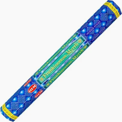 HEM Frankincense-Myrrh Incense Sticks | 20 Sticks | Sacred Ritual & Spiritual Cleansing | Handrolled in India