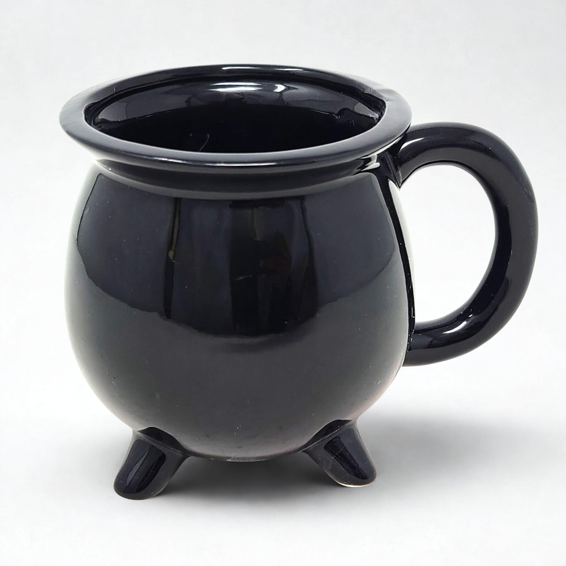 "Witches Brew" Black Ceramic Cauldron Mug - 5" x 4"  Witchy Decor Coffee Cup Tea