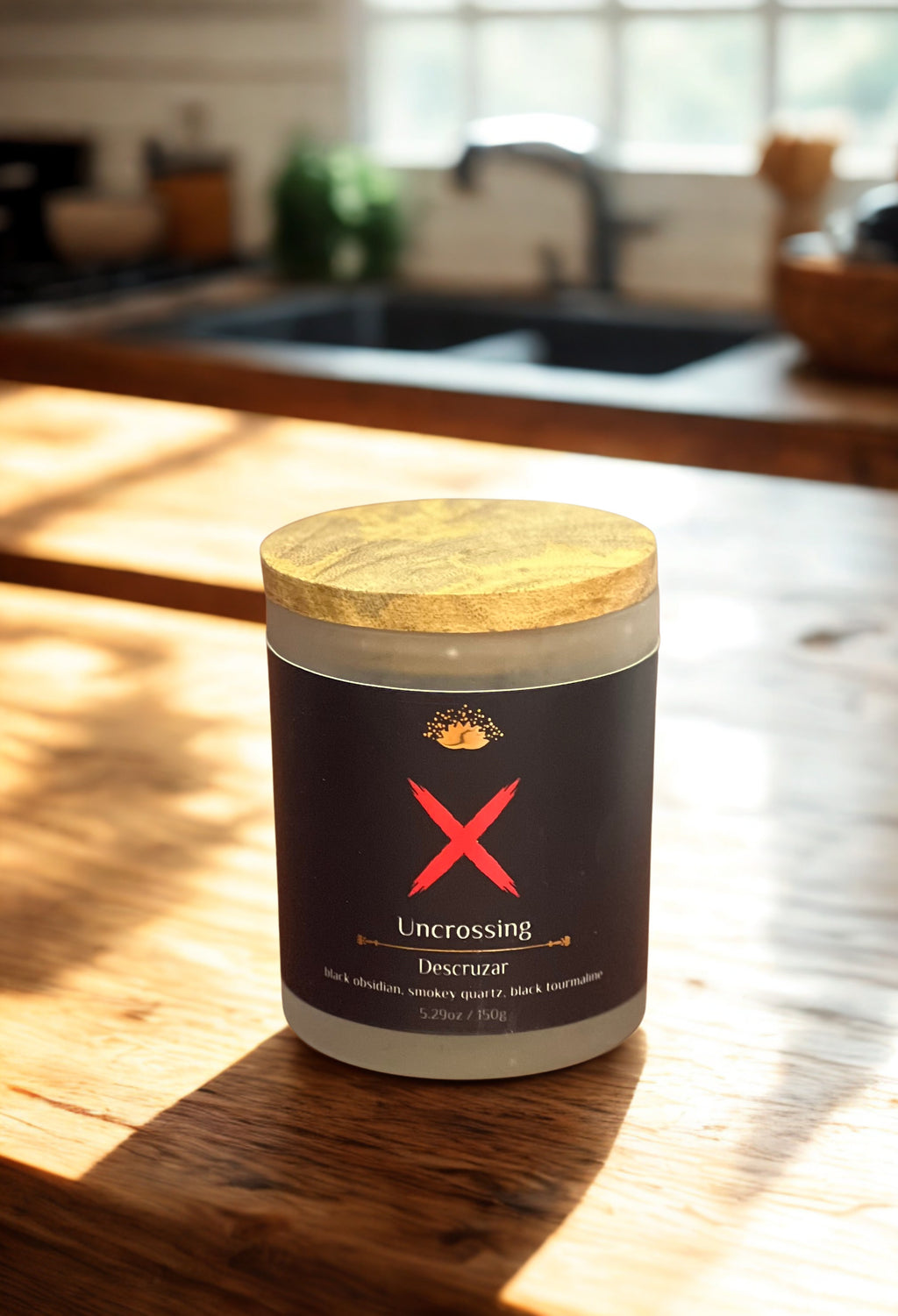 Uncrossing (Descruzar) Scented Crystal Candle | Black Obsidian, Smokey Quartz & Black Tourmaline | Soy Blend 5.29oz