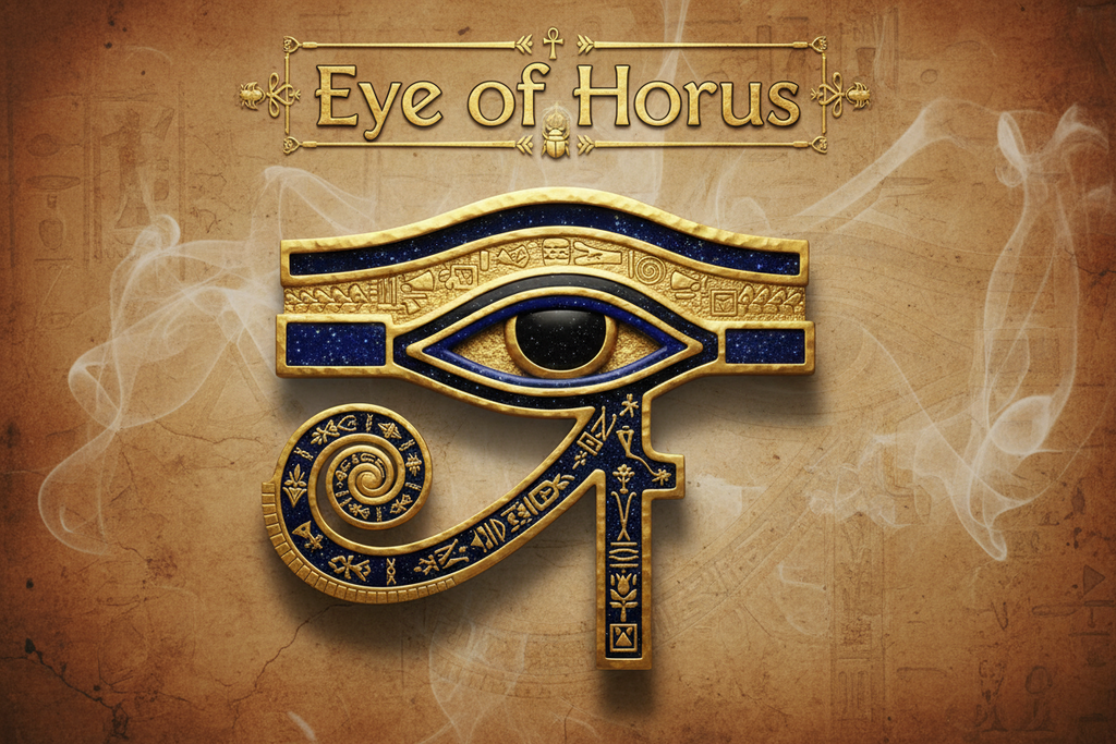 Eye of Horus 7 Chakra Stone Metal Incense Holder | 5" Round | Cone & Stick | Altar Decor