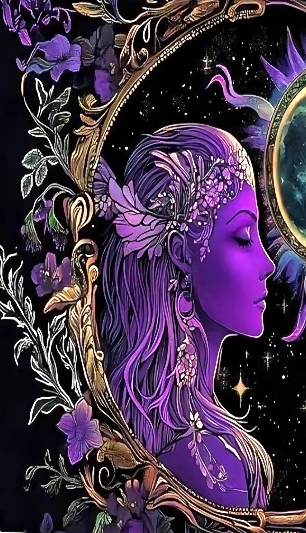 Psychedelic Purple Mystic Lovers Tapestry - Trippy Hippie Meditation Wall Hanging (59 x 51 Inch)