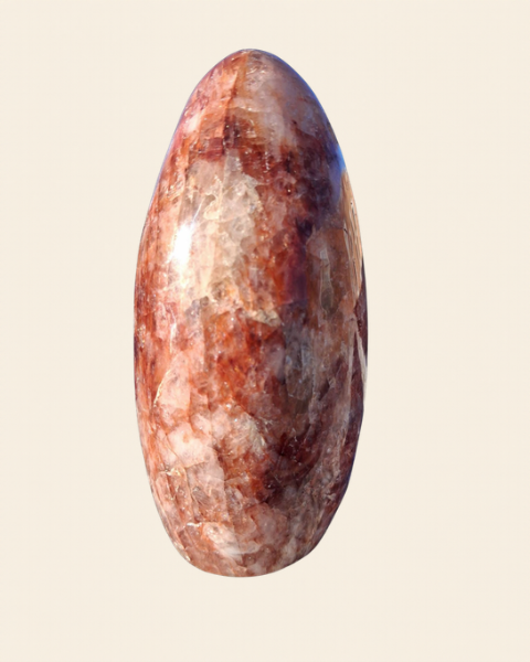 Fire Quartz polished hematoid quartz freeform, original photo on cream background – view 3