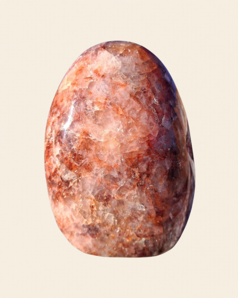 Fire Quartz polished hematoid quartz freeform, original photo on cream background – view 4