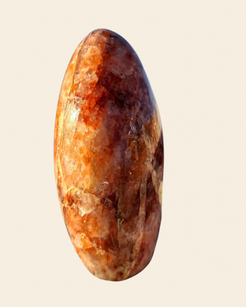Fire Quartz polished hematoid quartz freeform, original photo on cream background – view 6