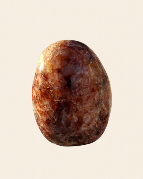 Fire Quartz polished hematoid quartz freeform, original photo on cream background – view 8