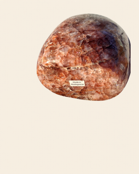Fire Quartz polished hematoid quartz freeform, original photo on cream background – view 9