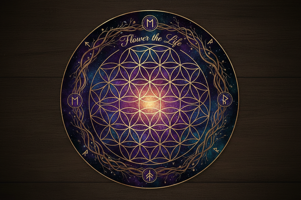 Flower of life with words Flower of Life at top