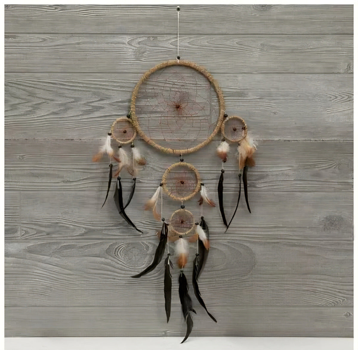 Natural Feather Dreamcatcher | 26.5" | Boho Wall Hanging | Sacred Sleep & Dream Protection