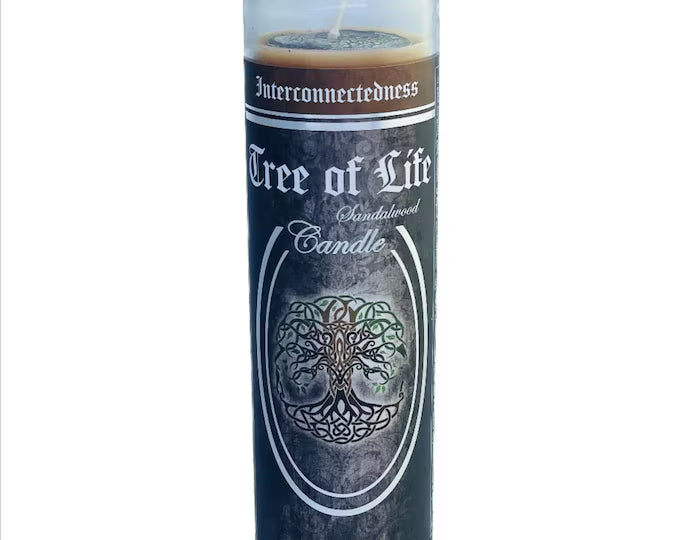 7 Day Glass Ritual Candle 8" – Goddess, Tree of Life, Raven, Pentacle, Horned God, Three Maidens, Triquetra & More | Intention Candles for Spellwork & Ritual