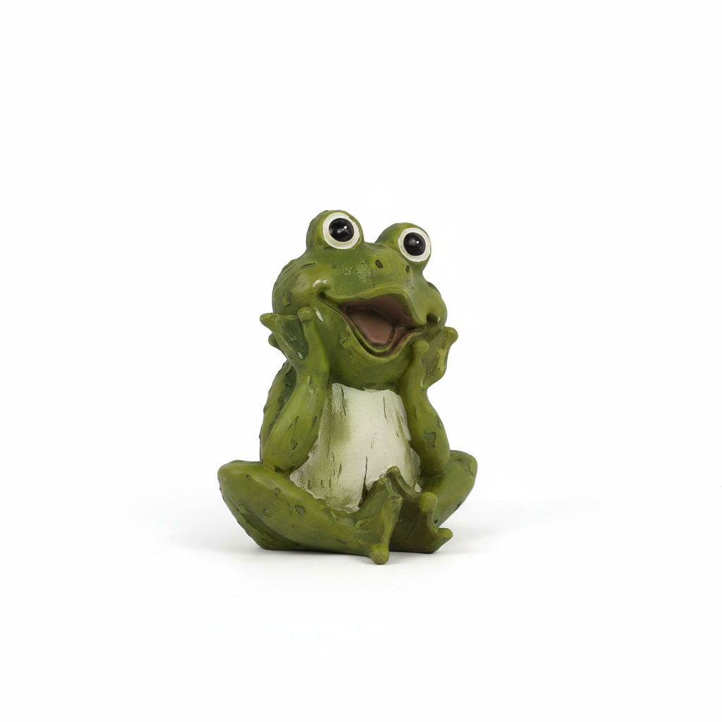 Mini Sitting Frog Garden Figurine white background