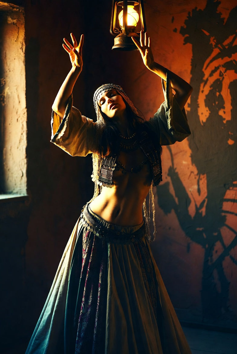 Ankle Bracelet with Flower Charms Silver Tone | Traditional Handcrafted Anklet | Belly Dance & Fashion Jewelry