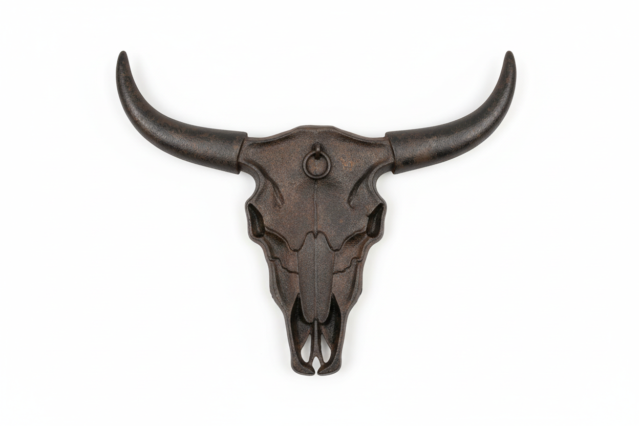Brown Bull Skull Cast Iron Metal Wall Decor rustic farmhouse western