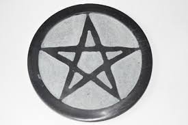 Soapstone Altar Tile 6" | Choose Your Design Triquetra, Triple Moon, Pentagram