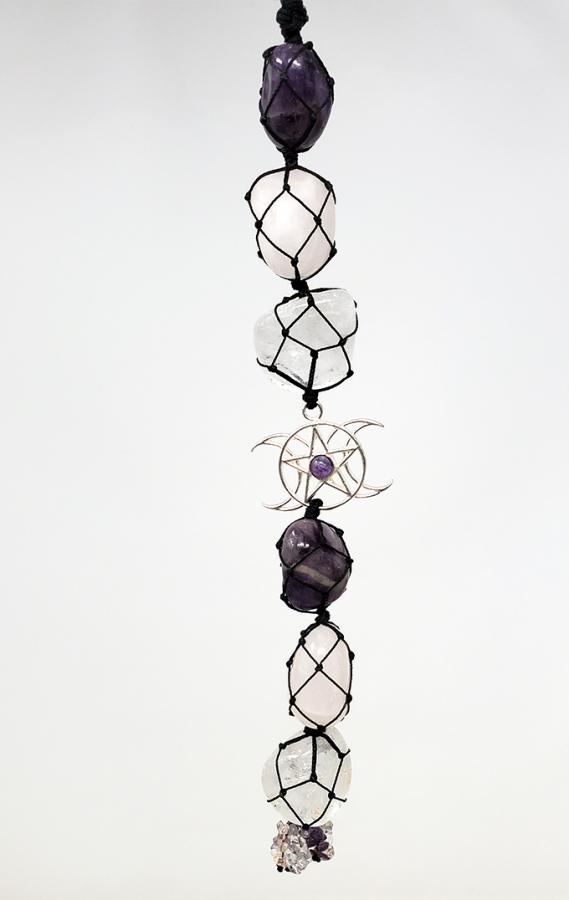 Chakra Gemstone Wall Window Hanging - Vibrant 11-12" Spiritual Accent Tree of Life or Goddess