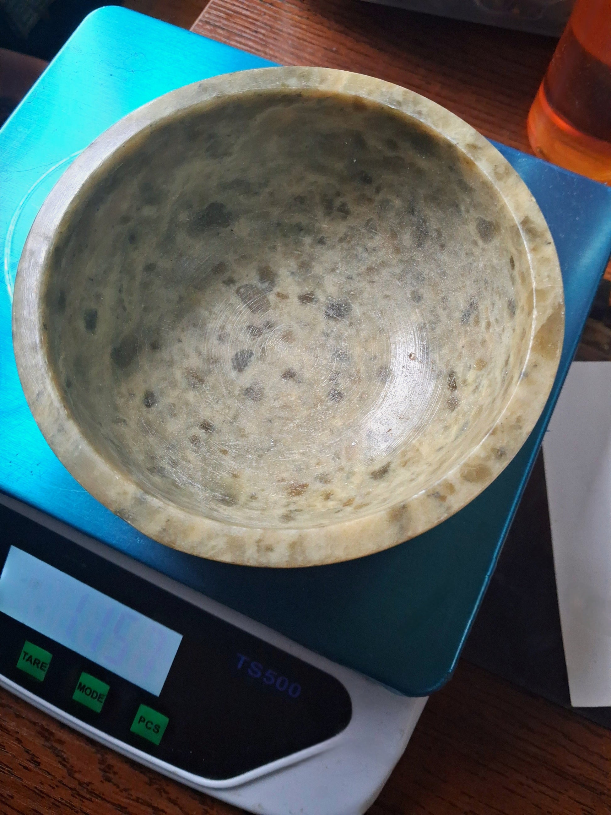 Natural Stone Carved Smudge Bowl 5"D x 2"H