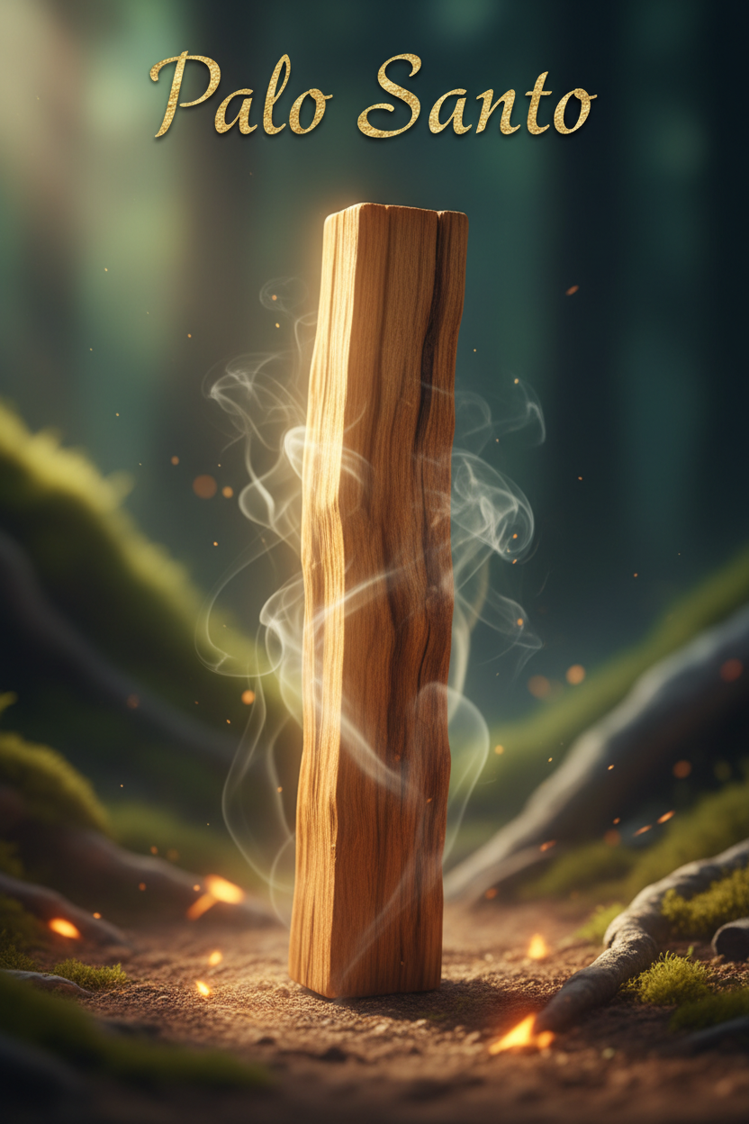 Palo Santo Stick with words at top of picture Palo Santo