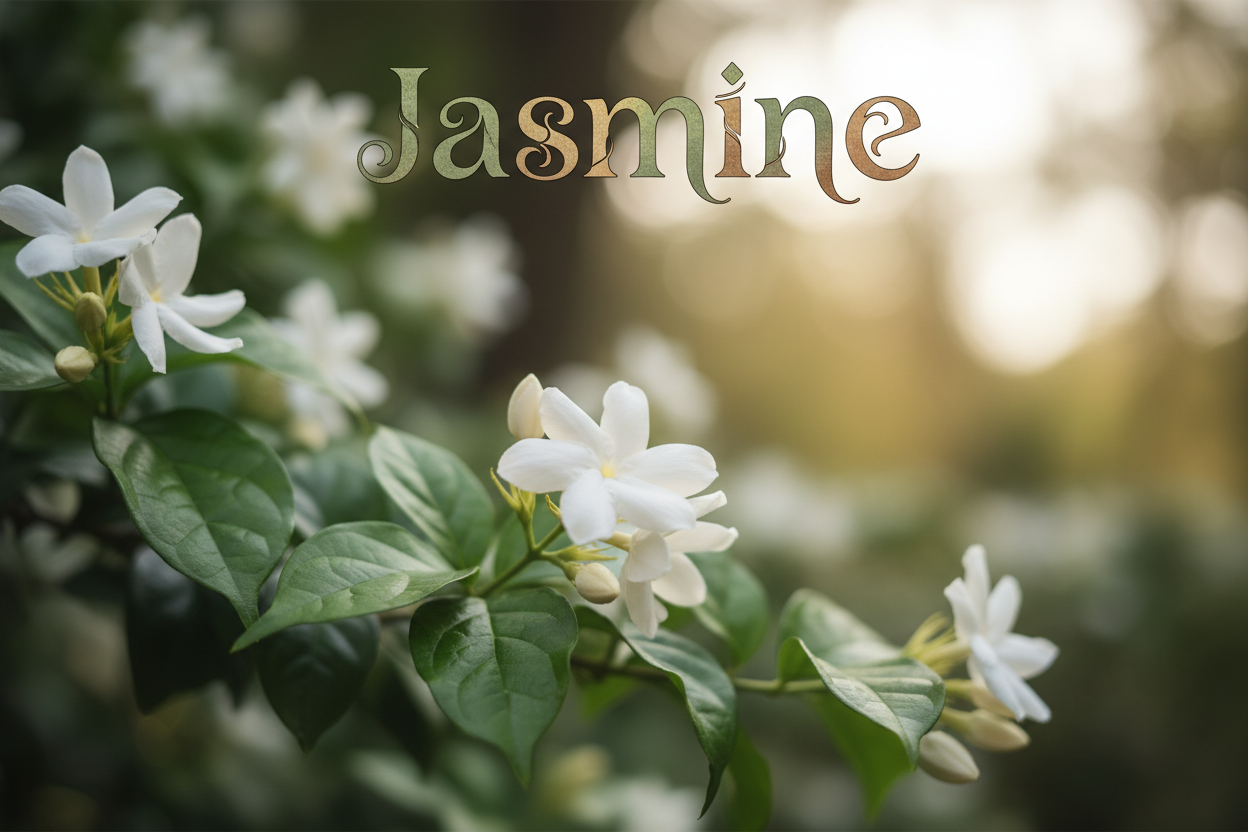 Picture of Jasmine with Word Jasmine at top of picture