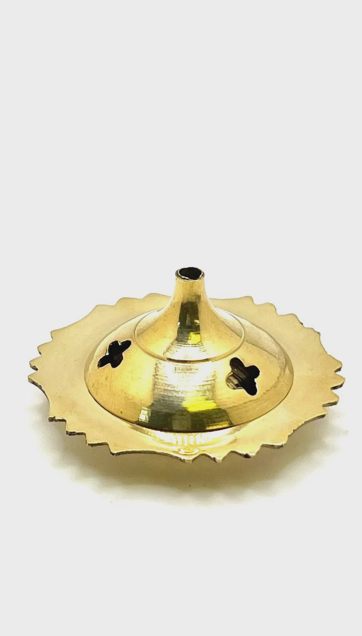Brass 2" Cone Incense Holder | Two-Piece | Perforated Lid | Altar & Ritual Burner