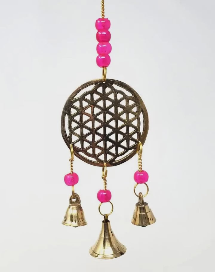 Flower of Life Brass Wind Chime 10" High