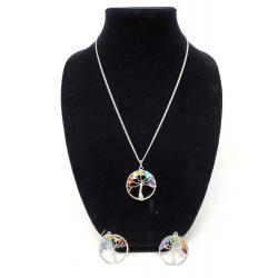 Tree of Life Chakra Gemstone Necklace & Matching Earrings Set