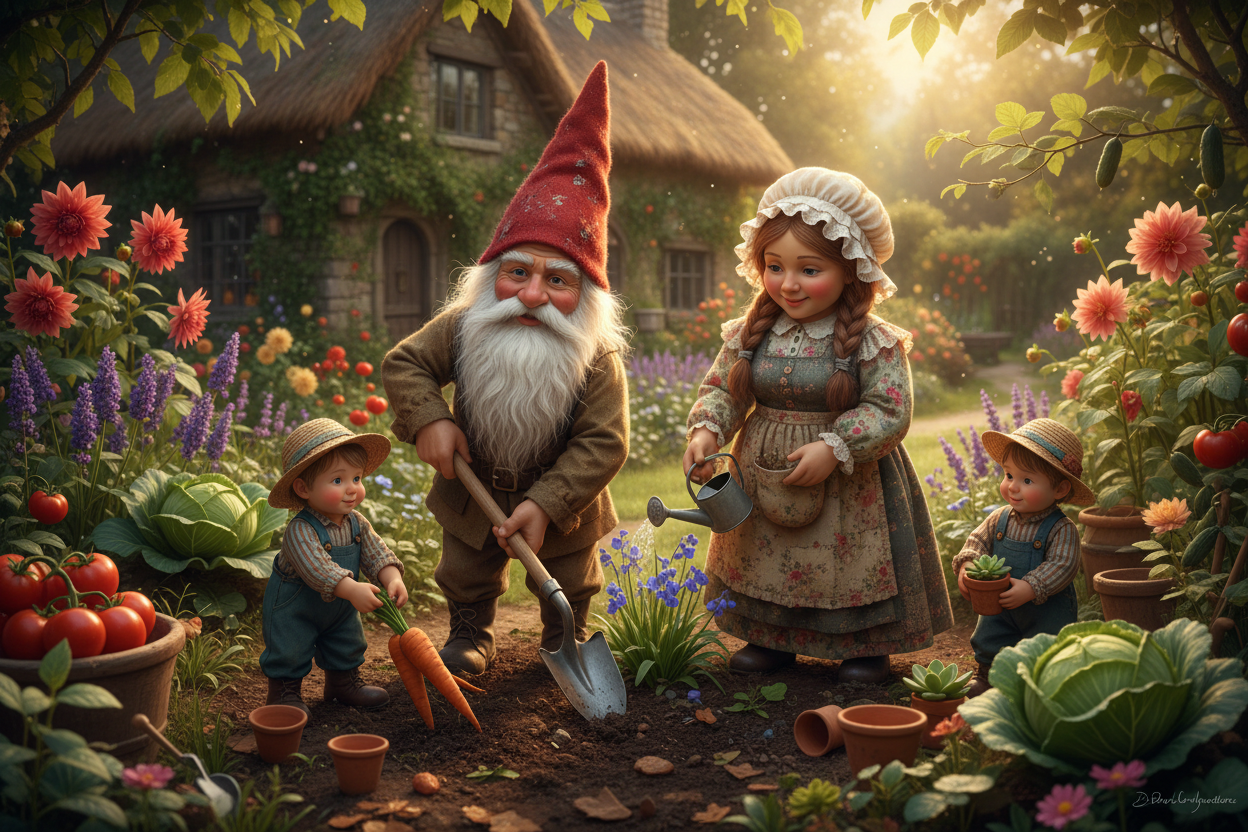 Red Hat Gnome With Shovel | Enchanted Garden Figurine