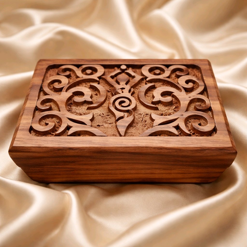 Goddess of Earth Carved Wooden Box 4x6" - Sacred Altar Storage