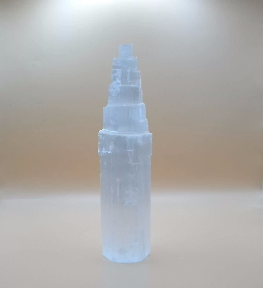8" Selenite Skyscraper Tower – Natural Crystal Point for Energy Cleansing & Meditation