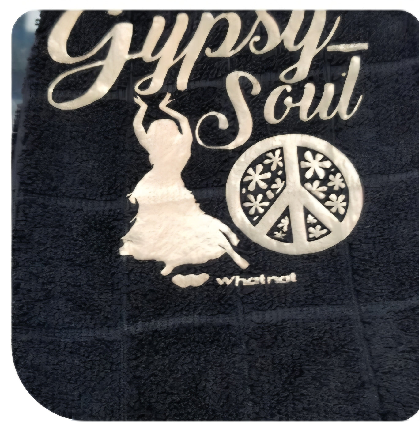 Gypsy Soul Hand Towel – Black Microfiber 15x25" Handmade Design