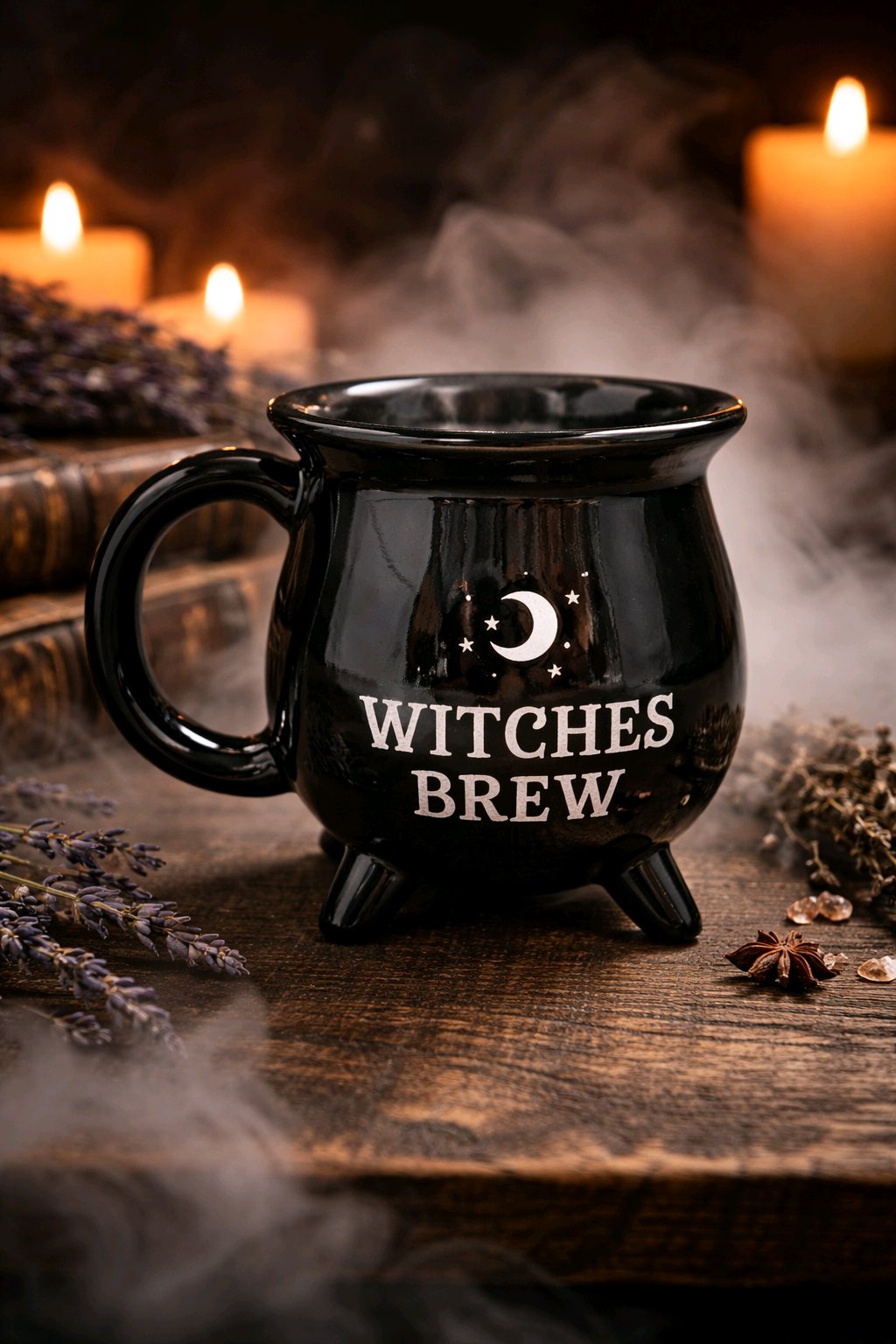 "Witches Brew" Black Ceramic Cauldron Mug - 5" x 4"  Witchy Decor Coffee Cup Tea
