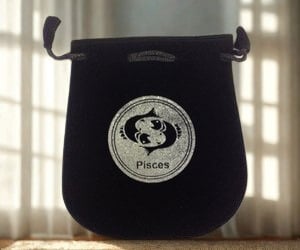 Zodiac Black Velvet Drawstring Pouch - 5" x 5"