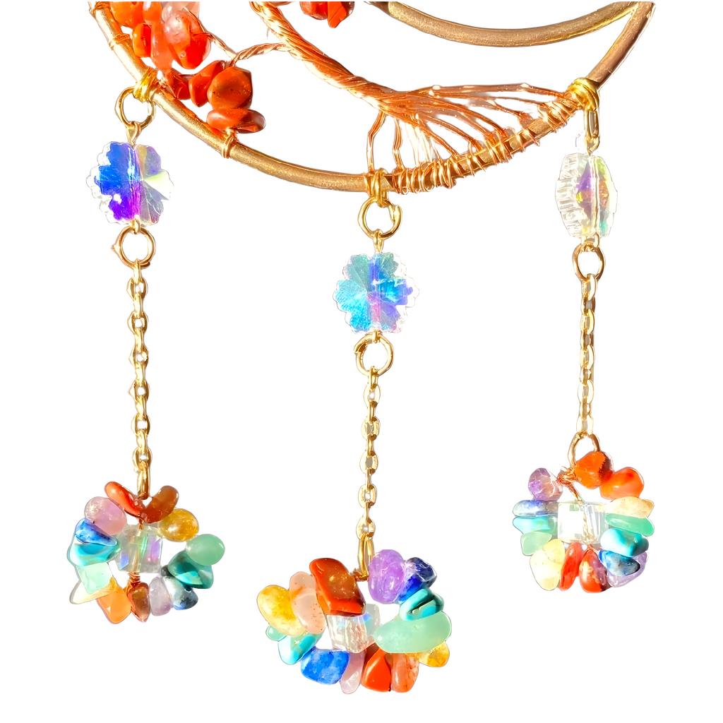 Crystal Moon Suncatcher | 7 Chakra Tree of Life Window Hanging