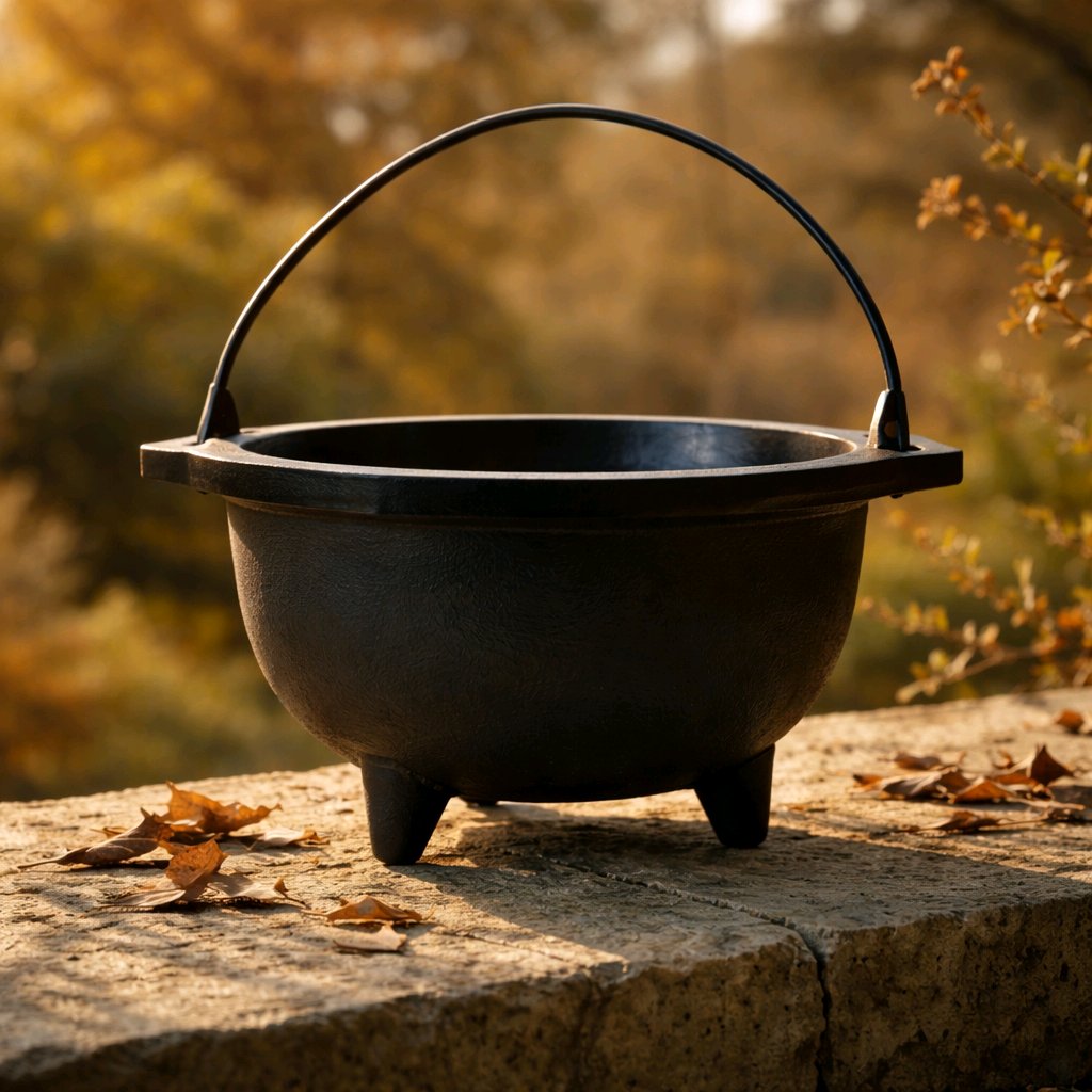Cast Iron Cauldron 6" Diameter with Handle - Smudging Incense & Ritual Tool