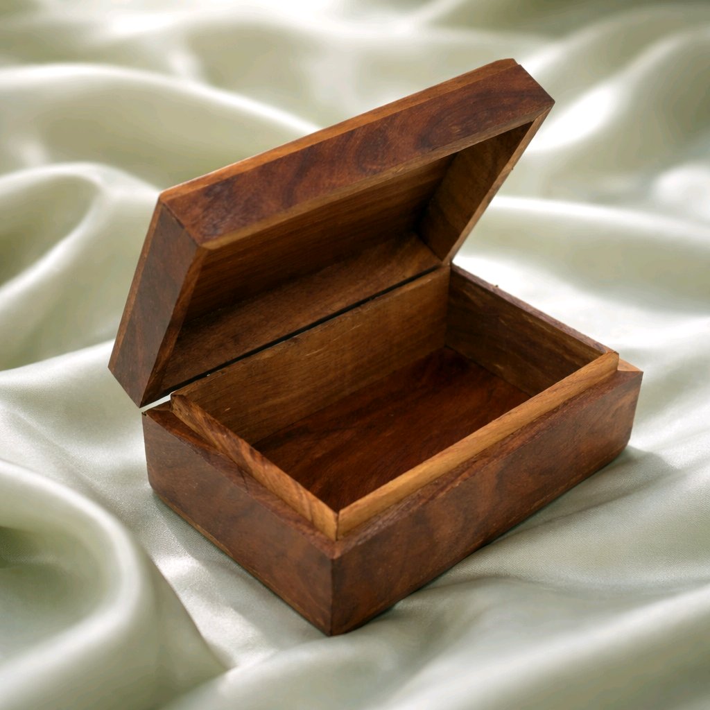 Flower of Life Carved Wooden Box 4x6" - Sacred Geometry Storage