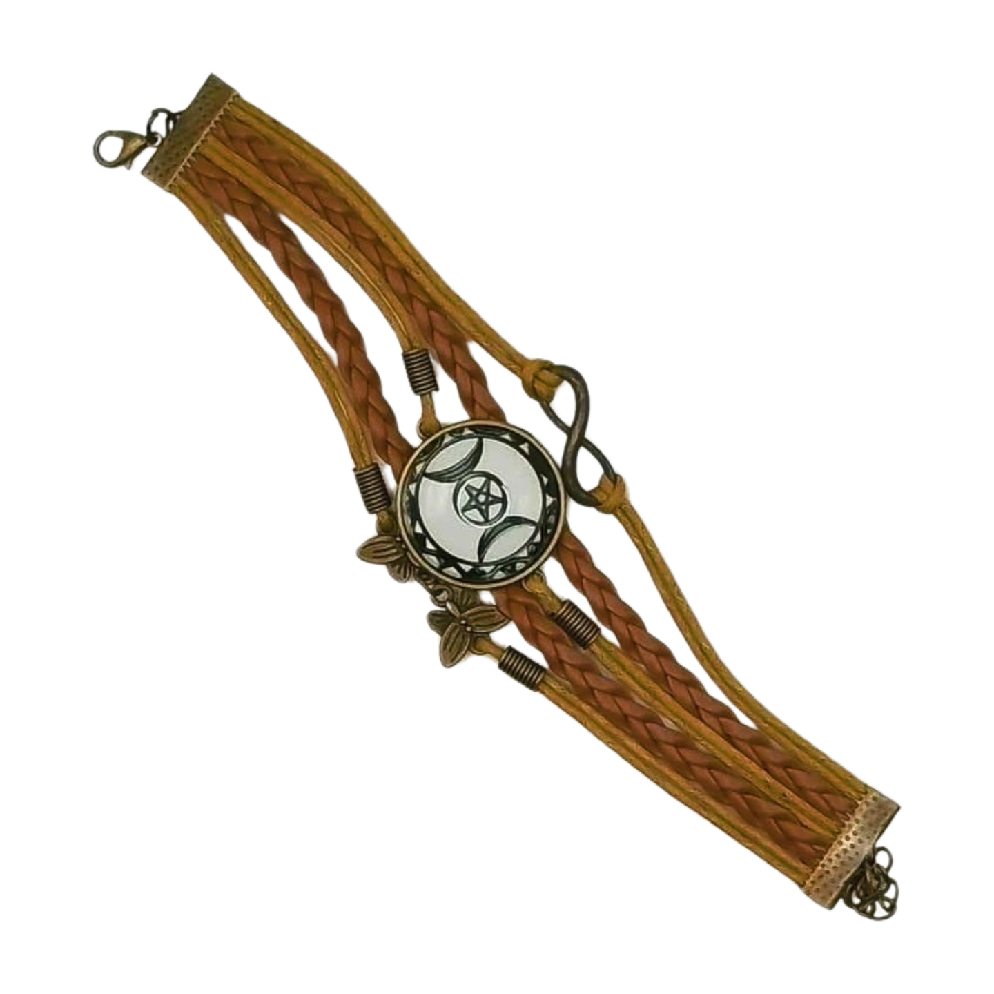Mystical Pentagram Star Leather Wrap Bracelet