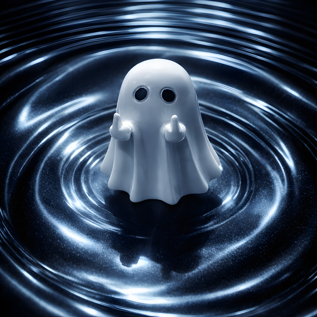 Middle Finger Ghost Statue – Humorous Halloween Desktop Sculpture