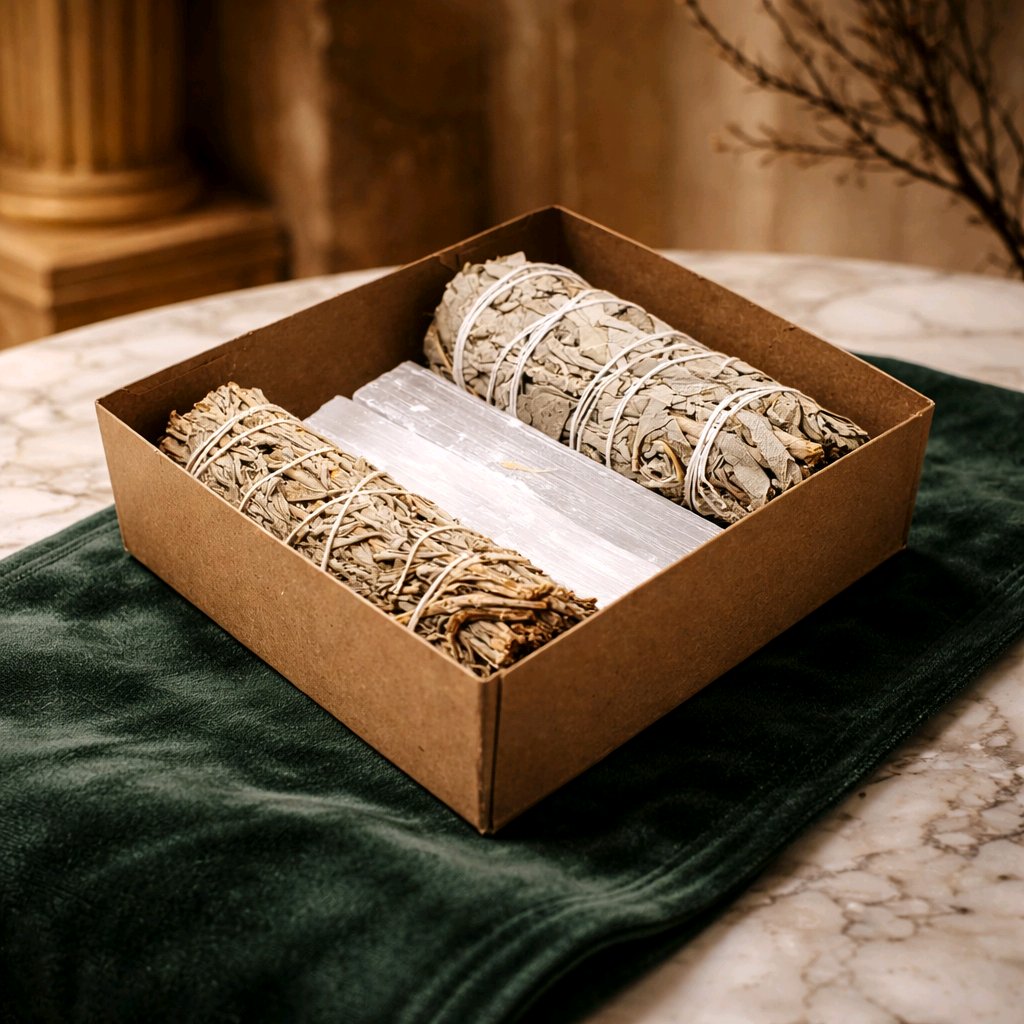 Smudging Cleansing Smudging Kit - White Sage, Blue Sage & Selenite Sticks - Spiritual Energy Purification Bundle