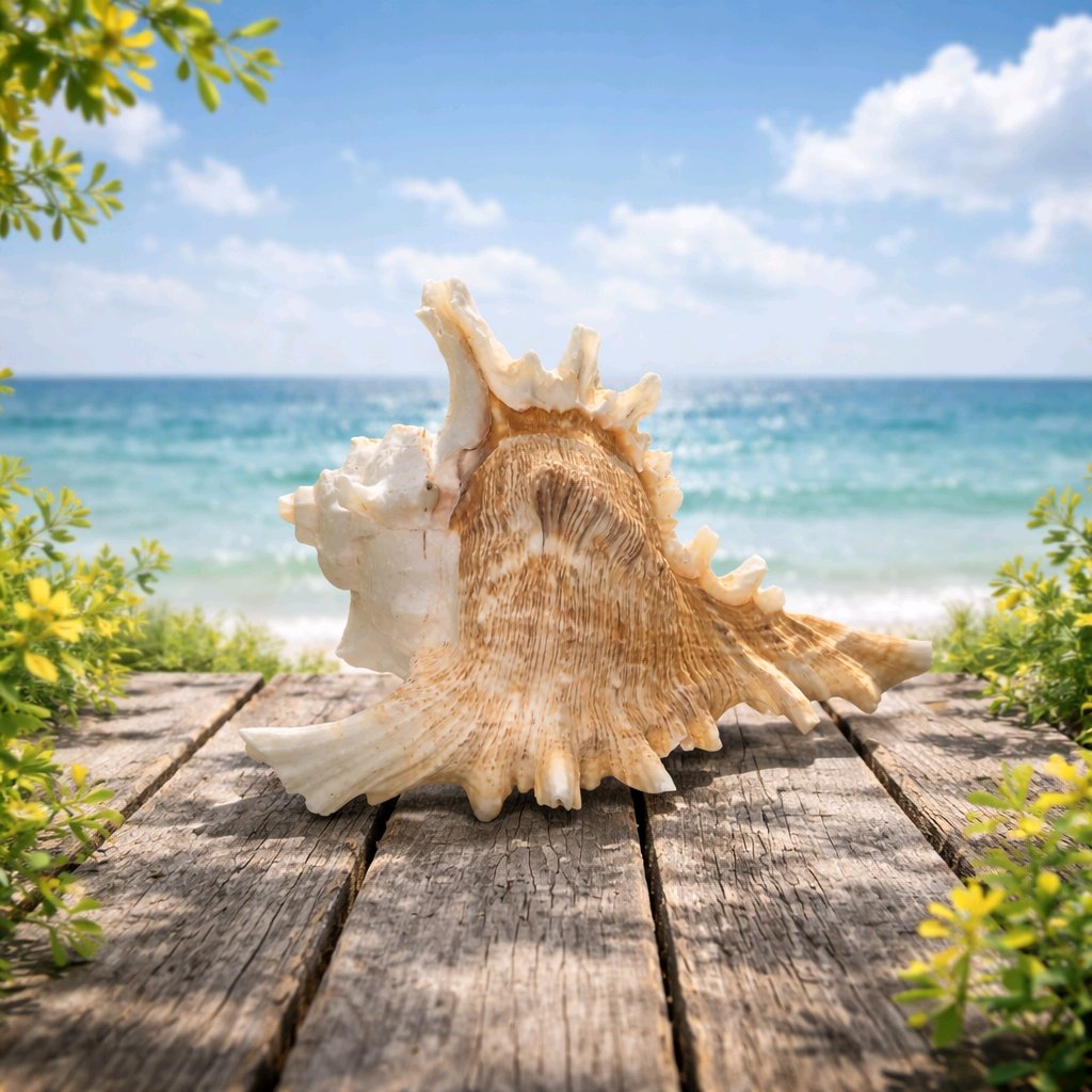 Frilly Ramose Murex Seashell (Chicoreus ramosus) – Elaborate Recurved Spines, Peachish Rosy Interior