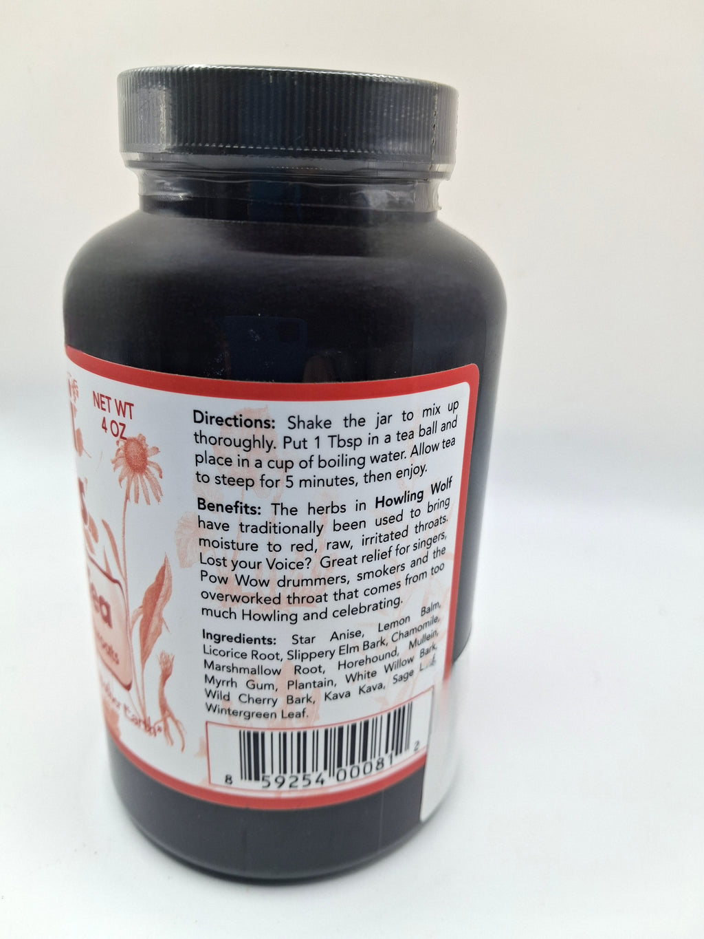 Nuwati Herbals 4 oz "Howling Wolf" Tea Comforting Support for Raw, Scratchy, Overworked Throats