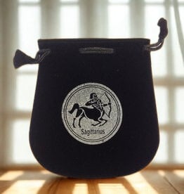 Zodiac Black Velvet Drawstring Pouch - 5" x 5"