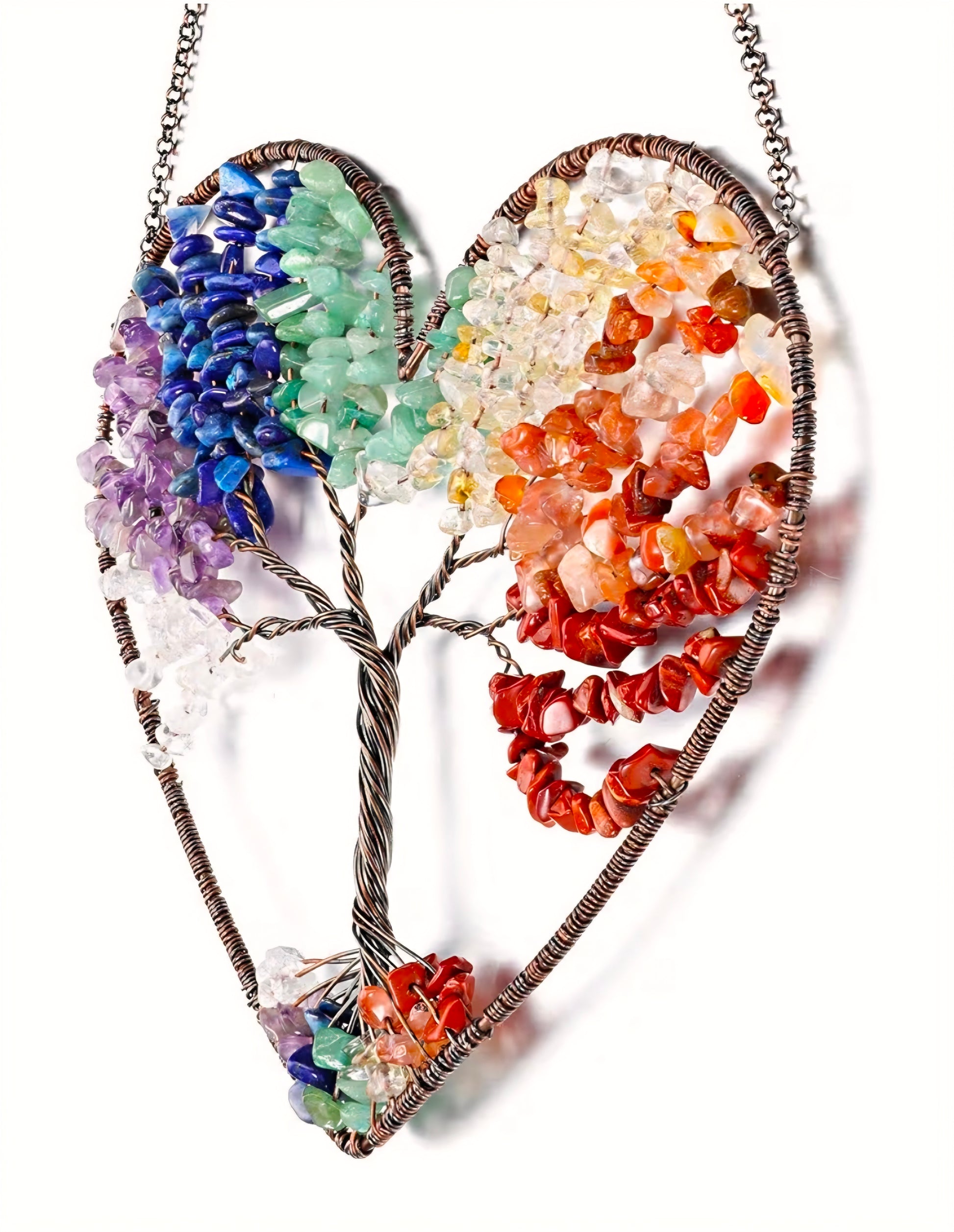 Chakra Crystal Tree of Life Two Heart Wall Hanging Decor
