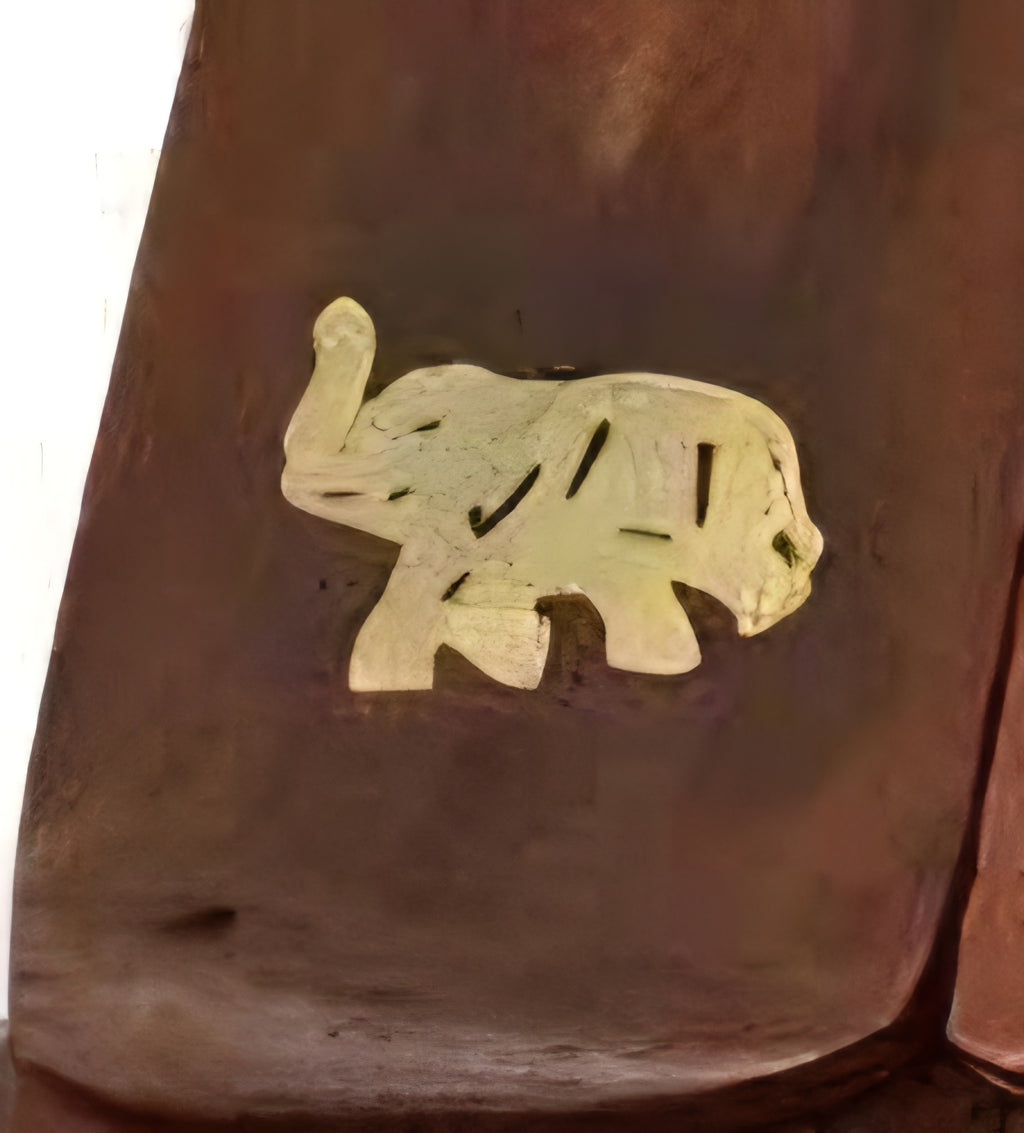 Sacred Symbol Wood Incense Holder | Brass Inlay | 12 Designs | Elephant, Om, Ankh, Moon & More