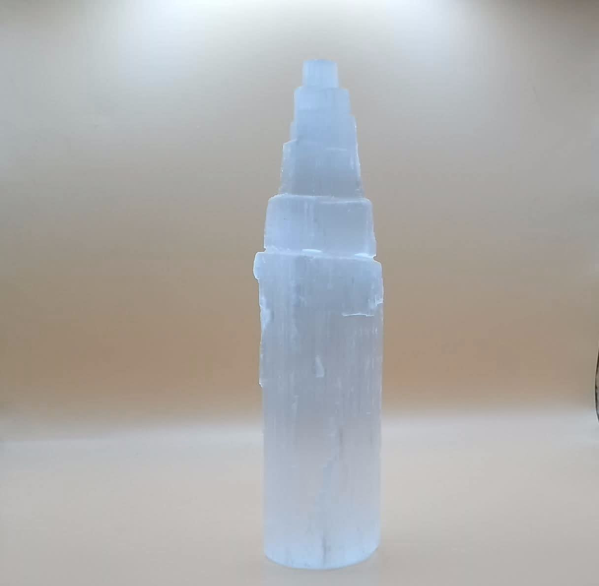 8" Selenite Skyscraper Tower – Natural Crystal Point for Energy Cleansing & Meditation